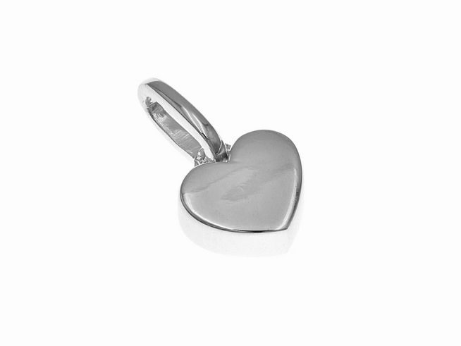 Anhänger aus poliertem Sterling Silber in Herzform, hergestellt von Juwelier Harnisch, mit einem plastischen Design, ideal als Geschenk oder für persönliche Schmuckkollektionen.