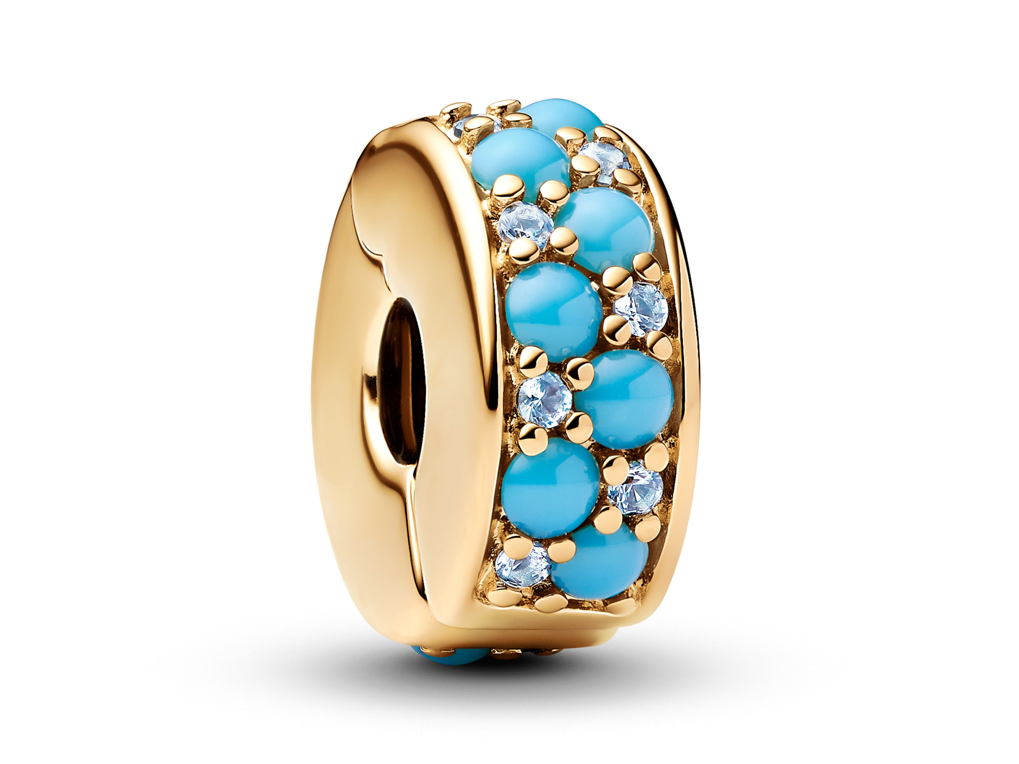 Pandora 763902C01 - Aqua Blue CLIP - Gelbgold Vergoldung 