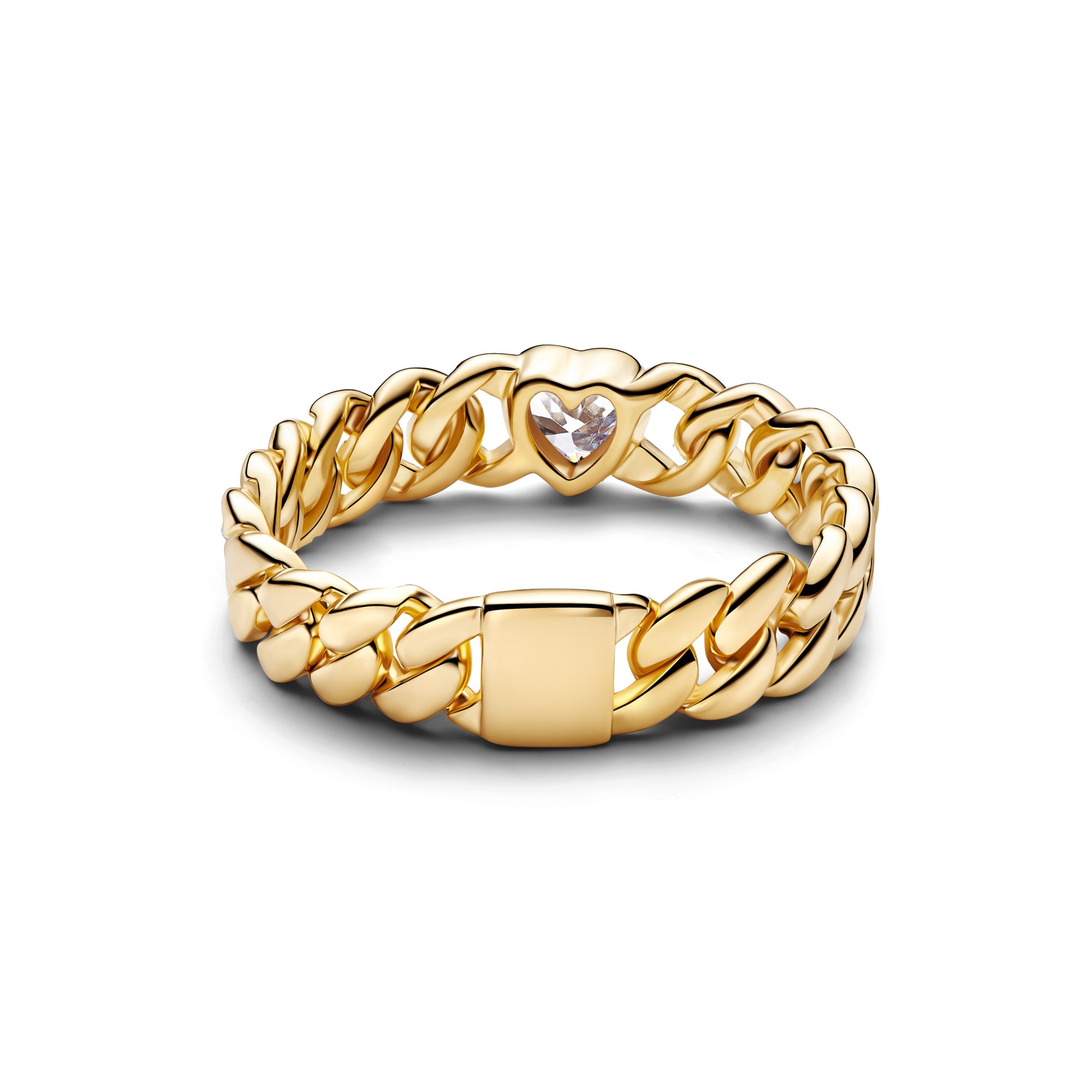 Pandora Herz Cuban Kette Ring - Gelbgold Vergoldung - Zirkonia – Ansicht 2