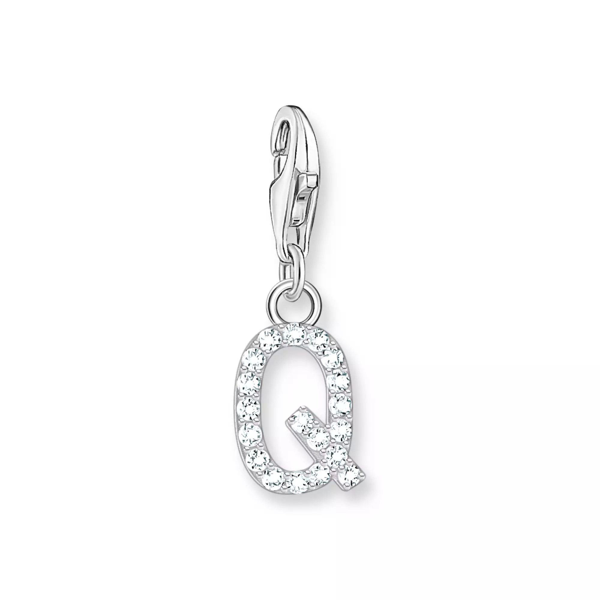 Thomas Sabo Charm-Anhänger - funkelnder Buchstabe Q - Silber & Zirkonia - Weiß