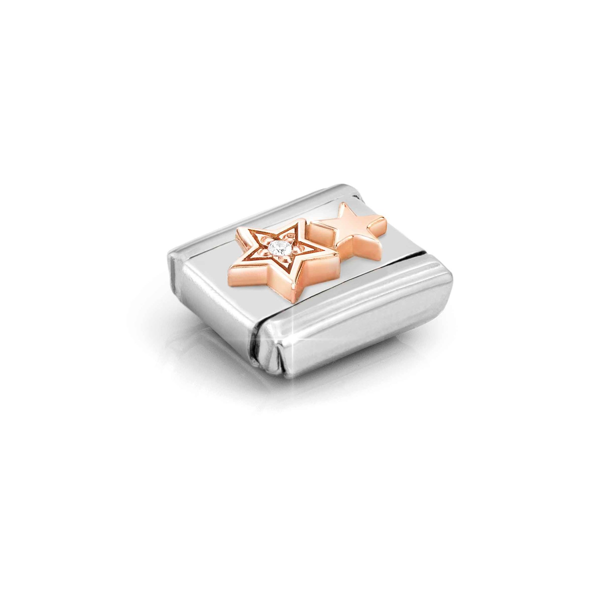 Nomination Composable Classic Charm doppelter Stern - Edelstahl, roségoldfarben, Zirkonia – Ansicht 4