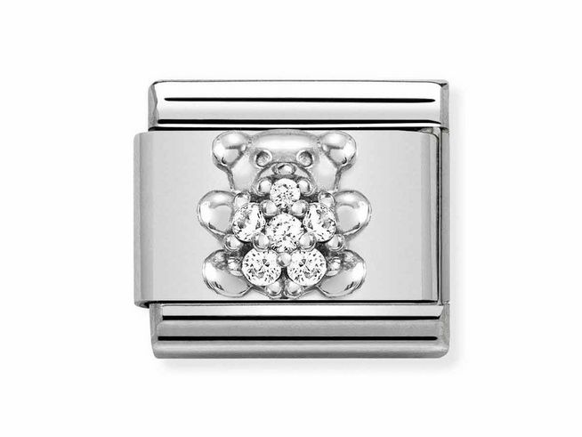 Nomination Classic Sterling Silber mit einem Bär, verziert mit weißen Zirkonia, Hersteller: Nomination, Silvershine Motive. Ideal für Schmuckliebhaber und als Geschenk geeignet.