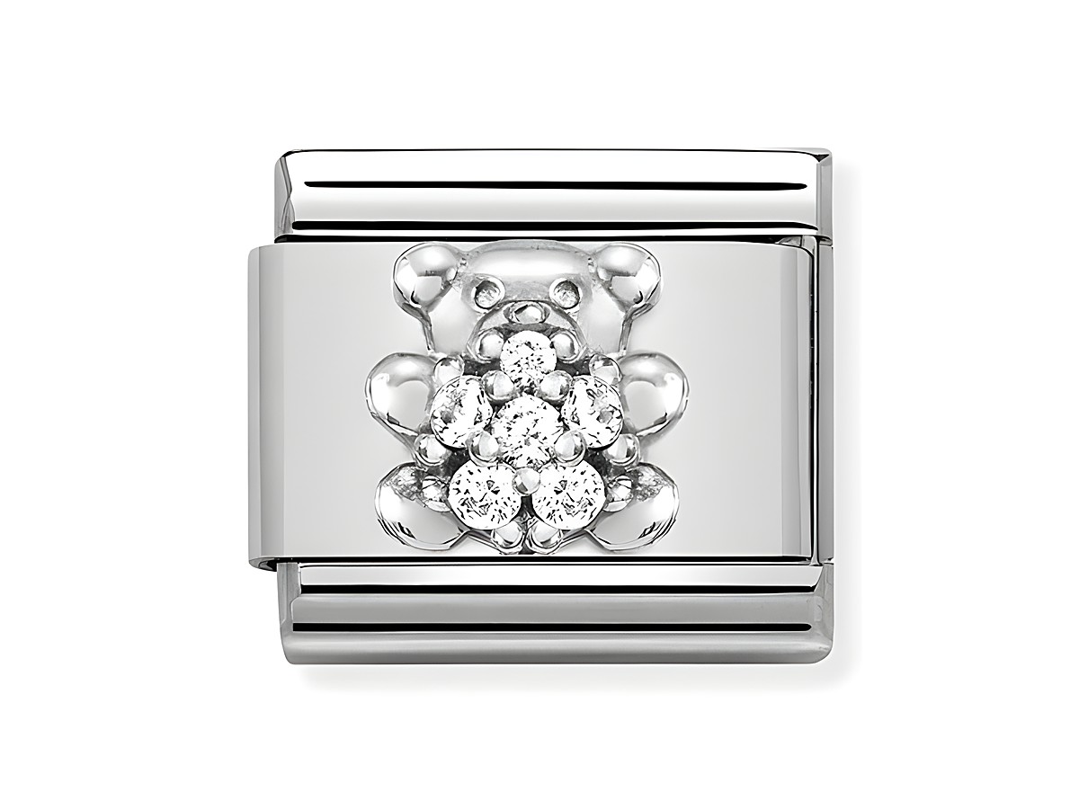 Nomination Classic Sterling Silber mit einem Bär, verziert mit weißen Zirkonia, Hersteller: Nomination, Silvershine Motive. Ideal für Schmuckliebhaber und als Geschenk geeignet.