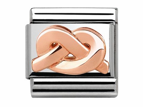 Nomination - 430106 01 - Classic - Knoten - Roségold - SYMBOLE RELIEF, Hersteller: Nomination, zeigt ein elegantes Roségold-Knoten-Design auf einer silberfarbenen Grundlage.
