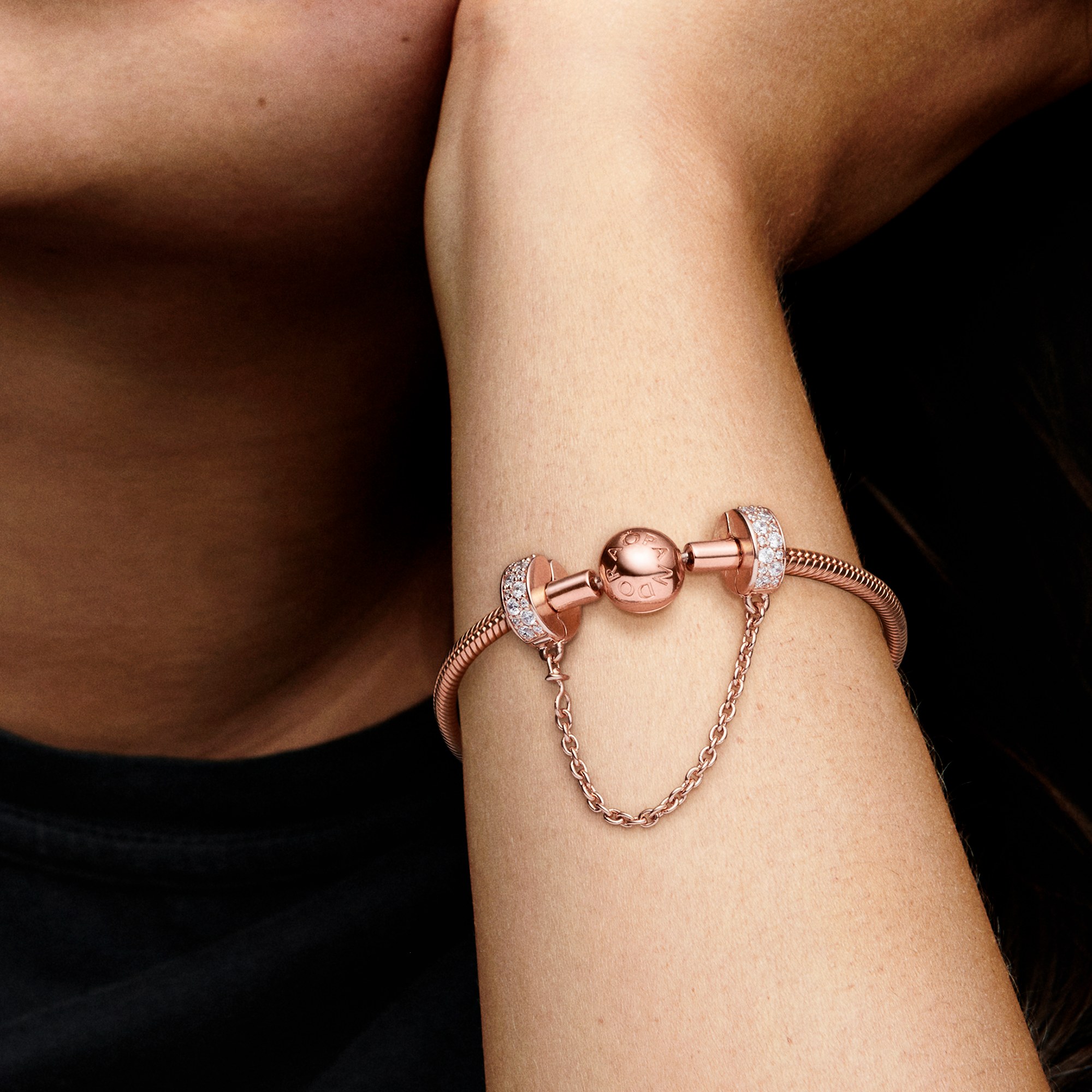 PANDORA Pavé-Glanz Sicherheitskettchen PANDORA Rose - 5 cm – Ansicht 5