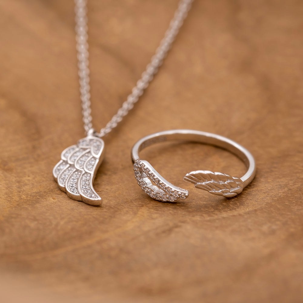 Engelsrufer TWINWING Ring Doppel-Flügel mit Zirkonia - Silber rhodiniert – Ansicht 5