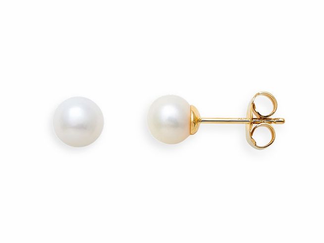 Xenox Gold Ohrringe XG4302G mit einer Perle in Gelbgold 375, edler Echt Gold Ohrschmuck, schlichte und elegante Designs für jeden Anlass.