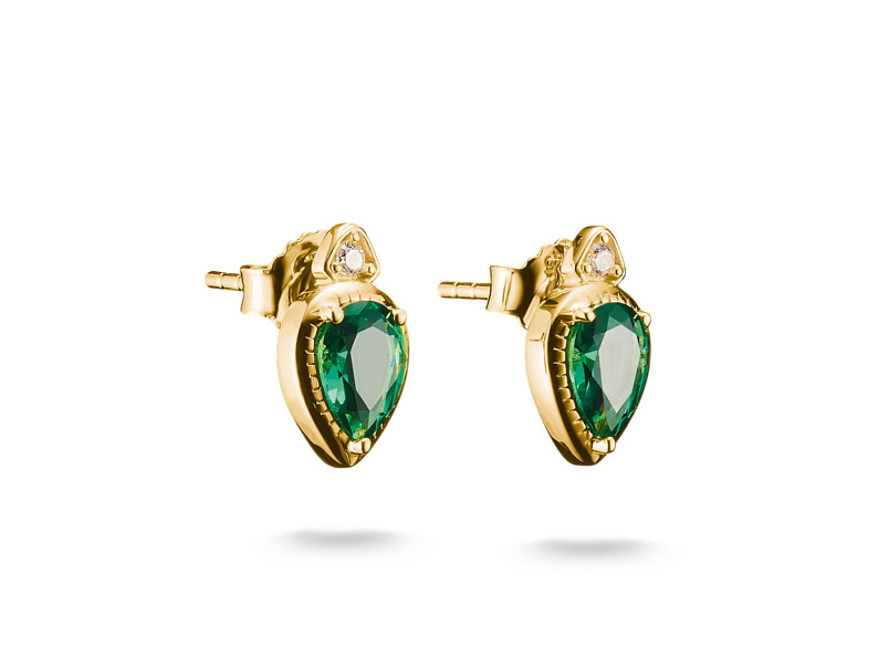 Thomas Sabo H2333-971-6 ELYNDRA Ohrringe - 750/- Gold auf Silber & Glas-Keramik Stein & Zirkonia - Grün