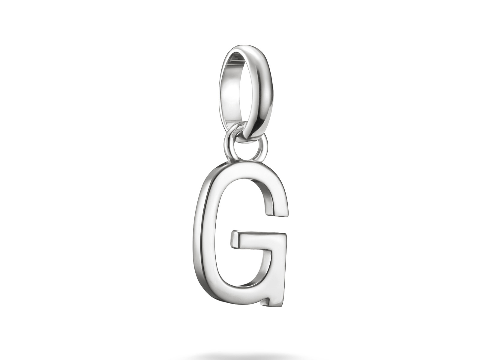 Charm von Thomas Sabo in Silber, mit dem Buchstaben G, versehen mit einer Öse zur Befestigung, Teil der Charm Club CONNECT Kollektion.