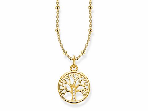 Thomas Sabo Kette in Gold mit Baum-Anhänger, Glam & Soul, Länge ca. 40/42,5/45 cm, Hersteller Thomas Sabo, elegantes Design für jeden Anlass.