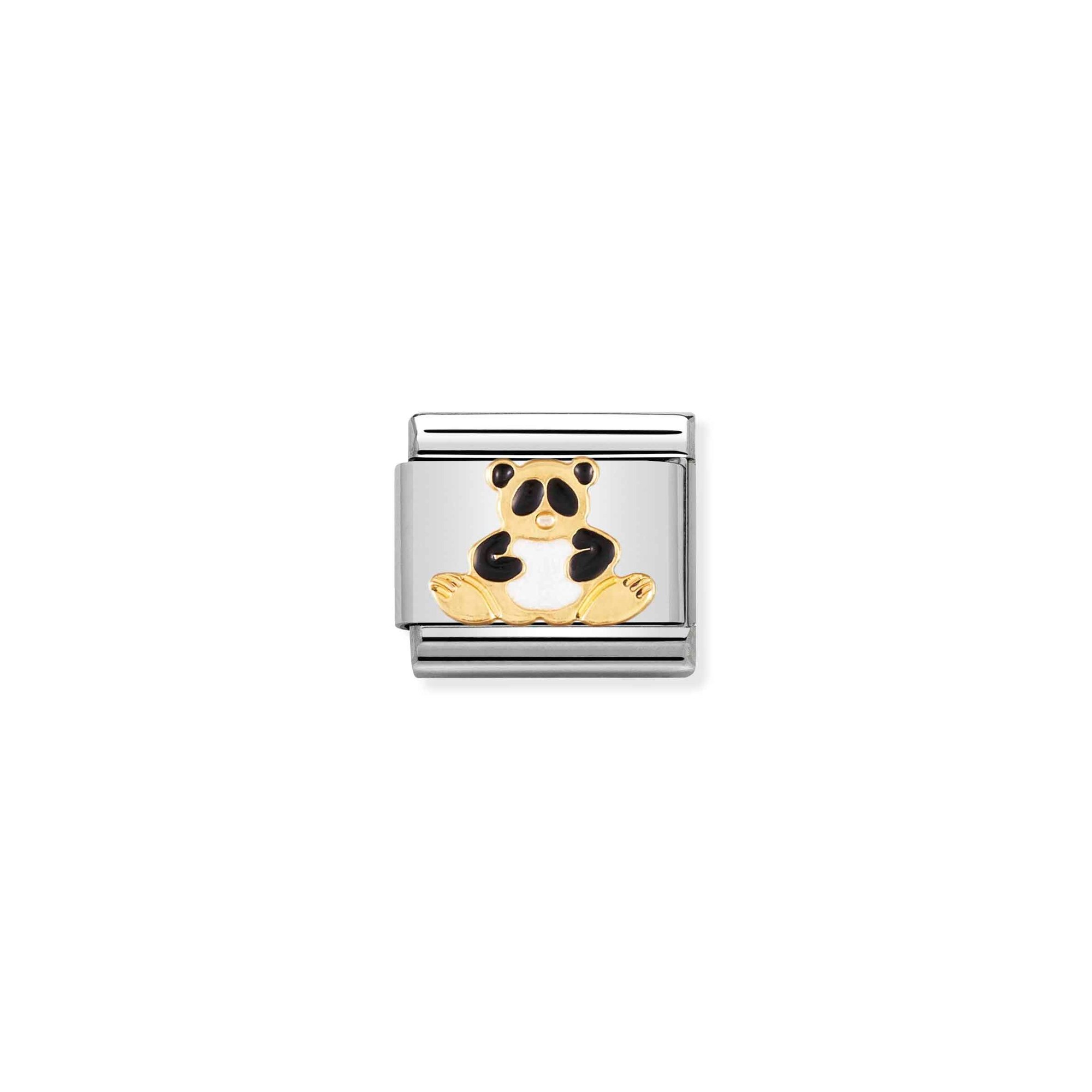 Nomination Composable Classic Charm Panda - Edelstahl, Gold 750 Gelbgold, Emaille