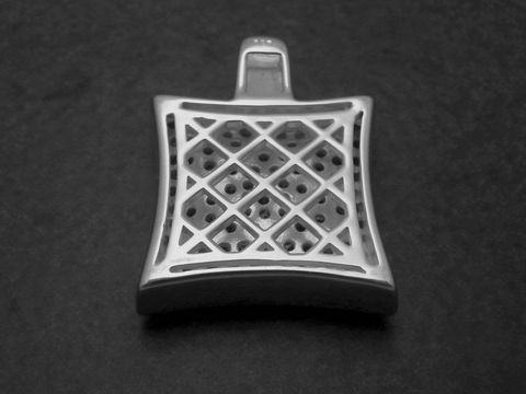 Silber Anhänger in Viereckform mit weißem Zirkonia Pave, Hersteller Juwelier Harnisch, elegantes Design mit auffälligen Details. Ideal für stilvolle Akzente.