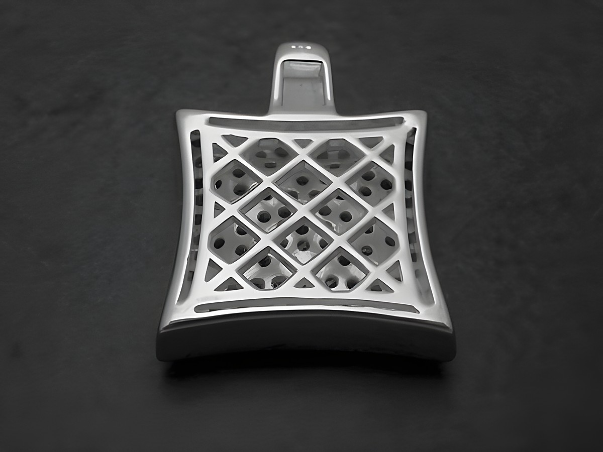 Silber Anhänger in Viereckform mit weißem Zirkonia Pave, Hersteller Juwelier Harnisch, elegantes Design mit auffälligen Details. Ideal für stilvolle Akzente. – Ansicht 2