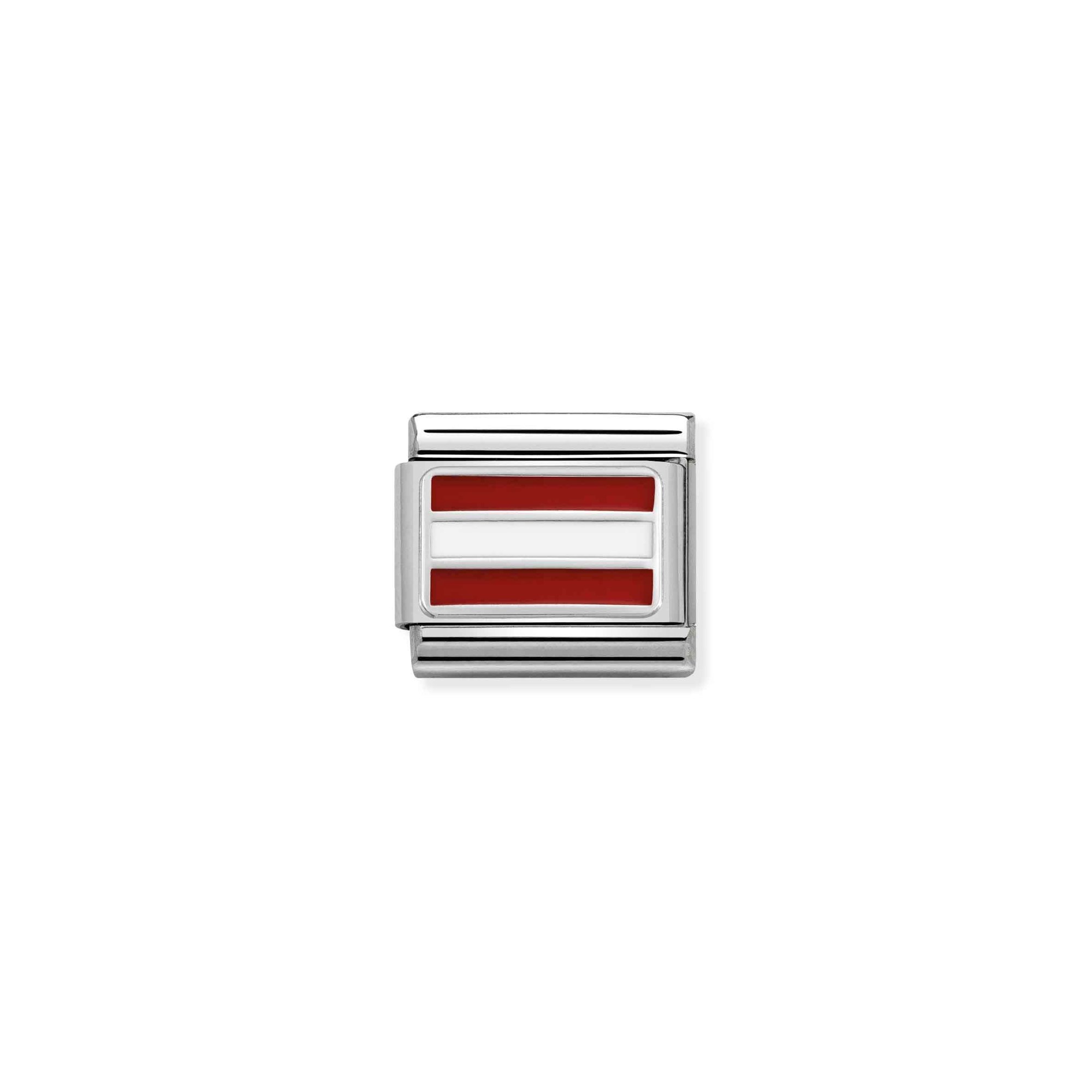 Nomination Composable Classic Charm Flagge Österreich - Edelstahl, Sterling Silber, Emaille