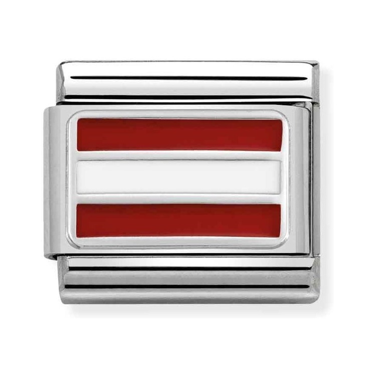 Nomination Composable Classic Charm Flagge Österreich - Edelstahl, Sterling Silber, Emaille