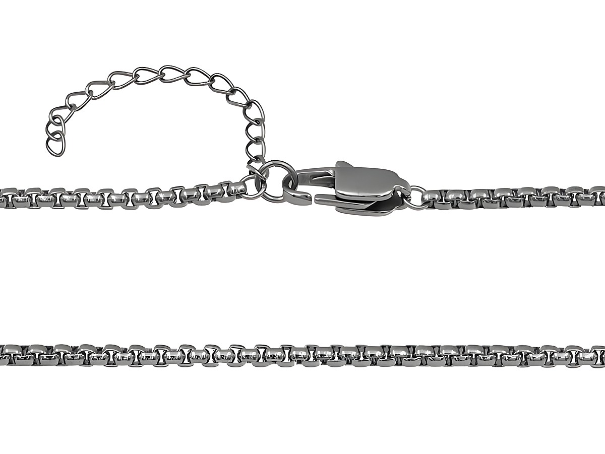 Edelstahl Rundvenezia Kette poliert in 40-45 cm Länge, mit einem praktischen Verschluss und Verlängerungskette für individuellen Tragekomfort, glänzende Oberfläche und modernes Design.