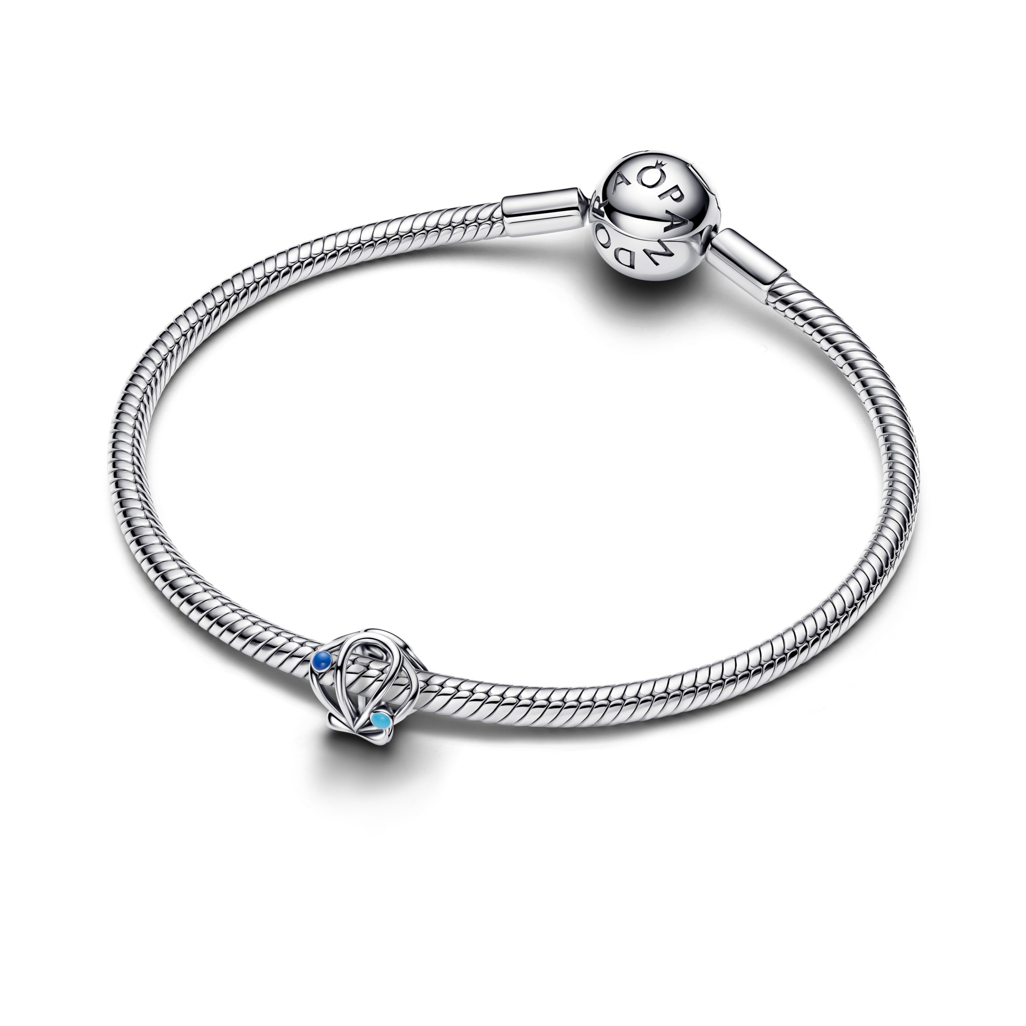 Pandora Offen gearbeiteter Muschel Charm - Silber - Blau Emaille – Ansicht 3