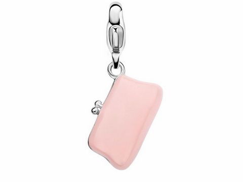 Charm in Form einer Tasche in zartem Rosa, aus Silber mit einem praktischen Clipverschluss, Teil der Ti Sento Kollektion, ideal für das Personalisieren von Accessoires.