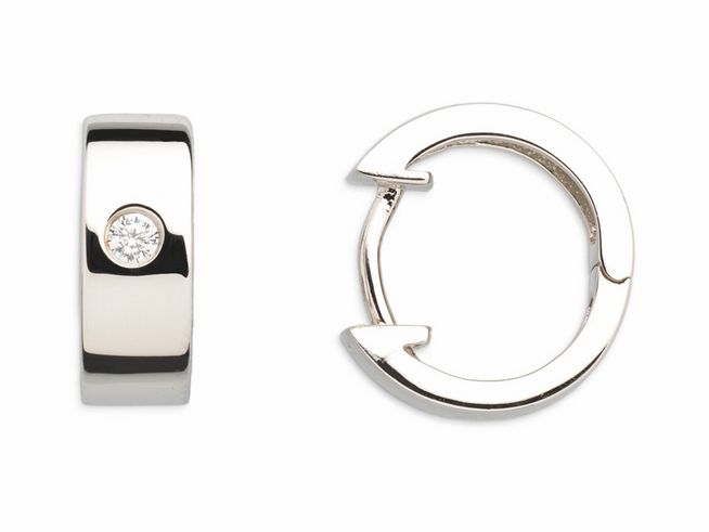 Xenox Sterling Silber Ohrringe XS8508 mit einem funkelnden Stein, elegante Creolen-Form, geeignet für jeden Anlass, Hersteller: Xenox, Ohrschmuck.