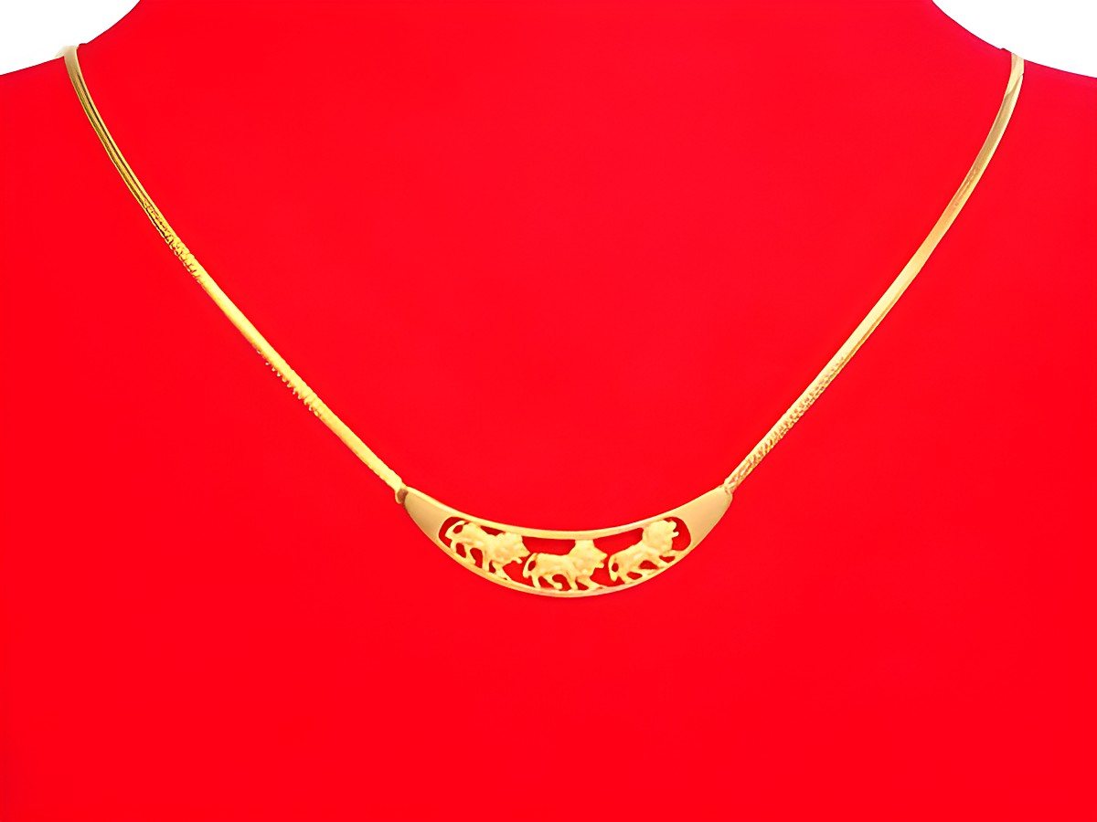 Collier Goldkette 333 mit Löwen Mittelteil, 46 cm, Hersteller Juwelier Harnisch, elegantes Design, ideal als Schmuckstück für besondere Anlässe.