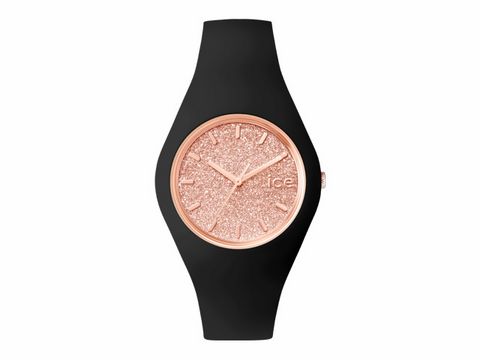 ICE glitter Black Rose-Gold Unisex Uhr mit schwarzem Armband und funkelndem Ziffernblatt in Rosé-Gold, Modellnummer ICE.GT.BRG.U.S.15, Hersteller Ice watch.
