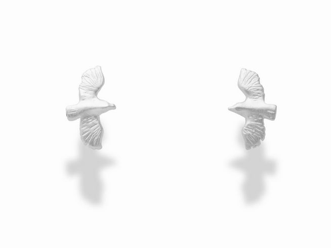 DUR Schmuck O5300 Sterling Silber Ohrringe Ohrstecker in Form von Möwen, filigranes Design mit detailreicher Struktur und dezentem Glanz, ideal für jeden Anlass.