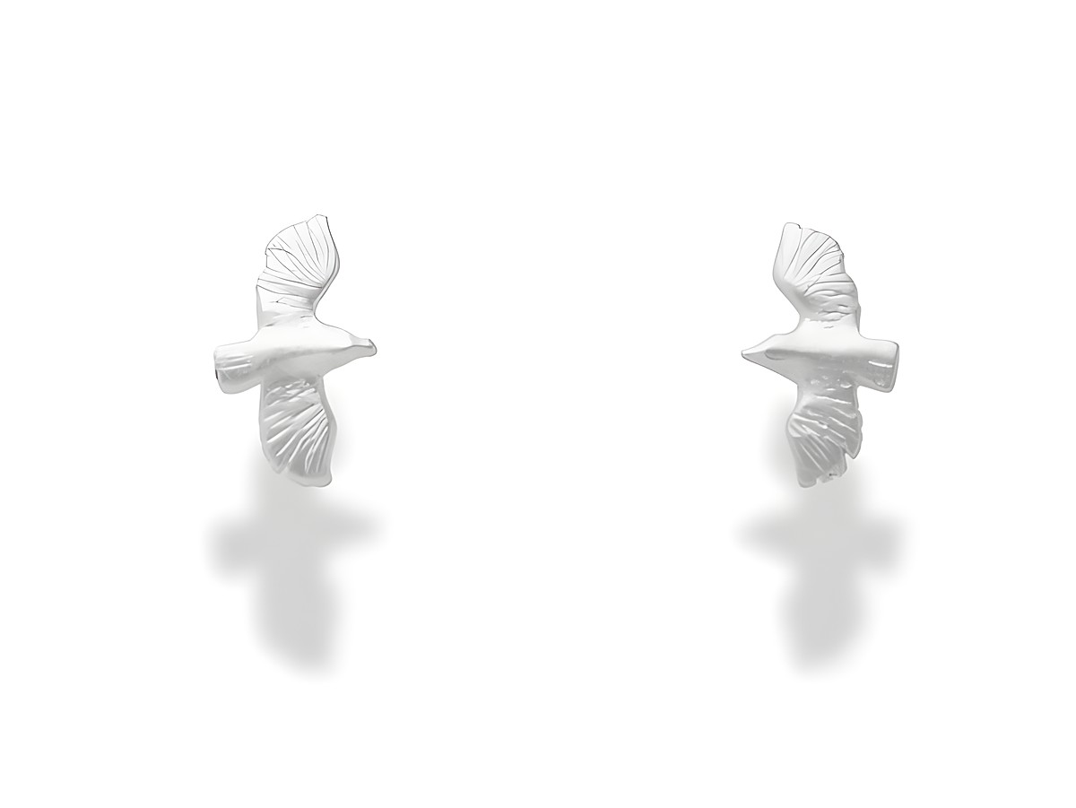 DUR Schmuck O5300 Sterling Silber Ohrringe Ohrstecker in Form von Möwen, filigranes Design mit detailreicher Struktur und dezentem Glanz, ideal für jeden Anlass.