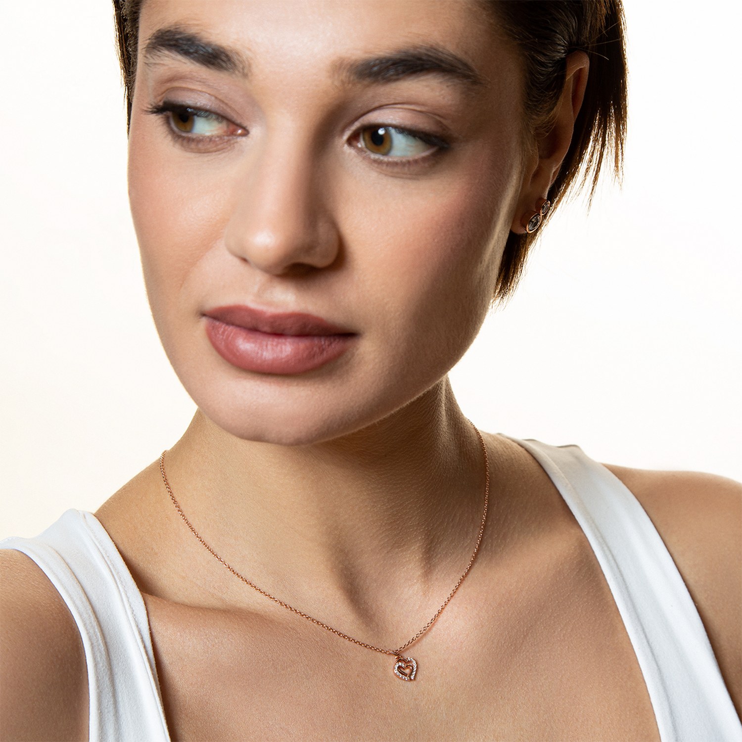 XENOX Sterling Silber Kette XS3418RK - 40-45 cm - LOVE STORY - Roségold vergoldet Ankerkette - Herzen – Ansicht 3