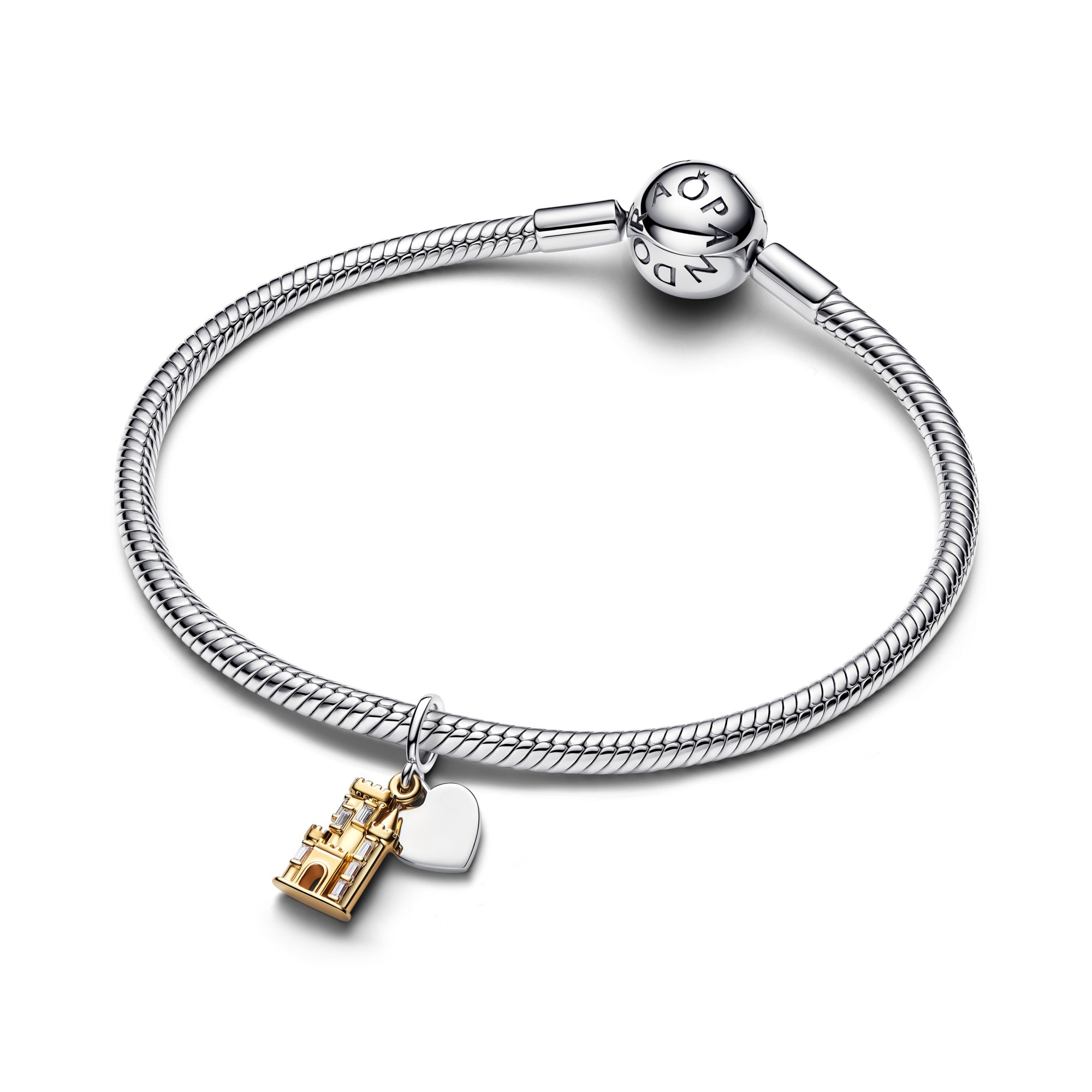 Pandora Schloss & Herzanhänger Charm-Anhänger - Gelbgold Vergoldung + Sterling Silber – Ansicht 3