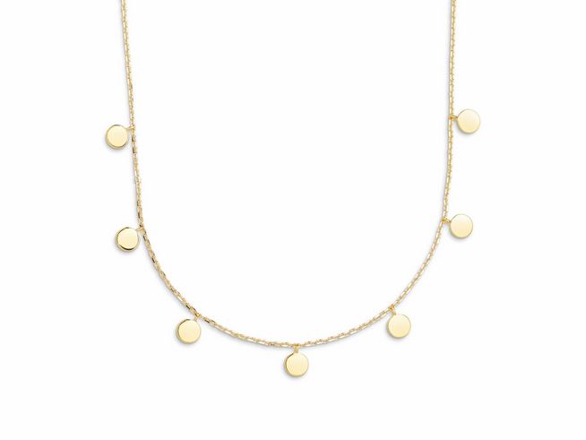 27001017-0 Xenox Sterling Silber Kette XS3690G in Gelbgold vergoldet, Ankerkette mit dekorativen runden Elementen, verstellbare Länge von 40 bis 45 cm, stilvolles Schmuckstück ideal für jeden Anlass.