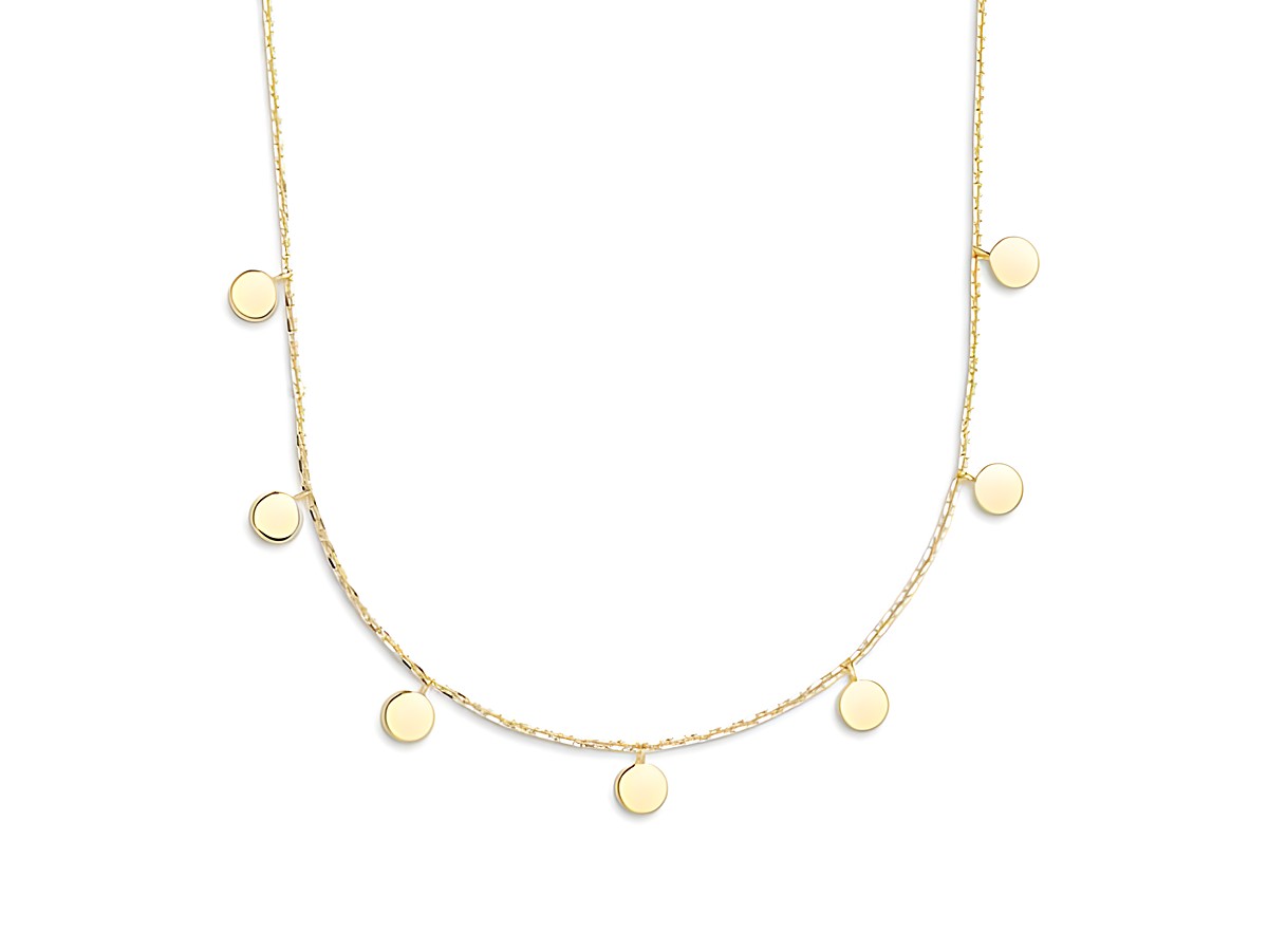 Xenox Sterling Silber Kette XS3690G in Gelbgold vergoldet, Ankerkette mit dekorativen runden Elementen, verstellbare Länge von 40 bis 45 cm, stilvolles Schmuckstück ideal für jeden Anlass.