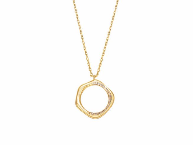 Xenox Sterling Silber Kette XS2214G in 40-45 cm mit SWING Anhänger in Gelbgold Vergoldung, elegante Kareekette mit einem einzigartigen Design, ideal für den modernen Stil.