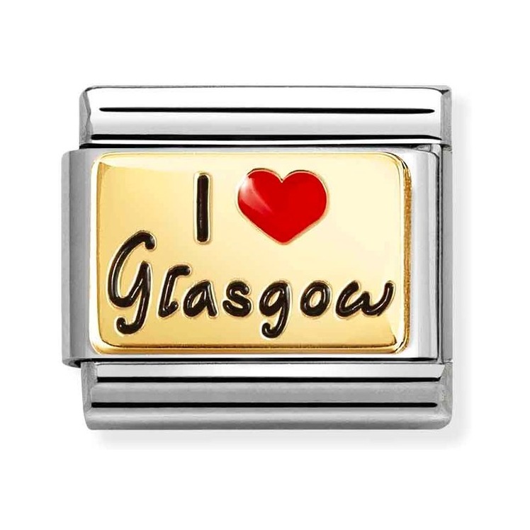 Nomination Composable Classic Charm I Love Glasgow - Edelstahl, Gold 750 Gelbgold, Emaille