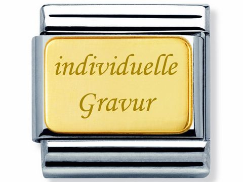 403000015-0 Classic bicolor Element mit individueller Gravur aus dem Hause Nomination, gefertigt aus hochwertigem Edelstahl und Gold, ideal für personalisierte Schmuckkreationen.