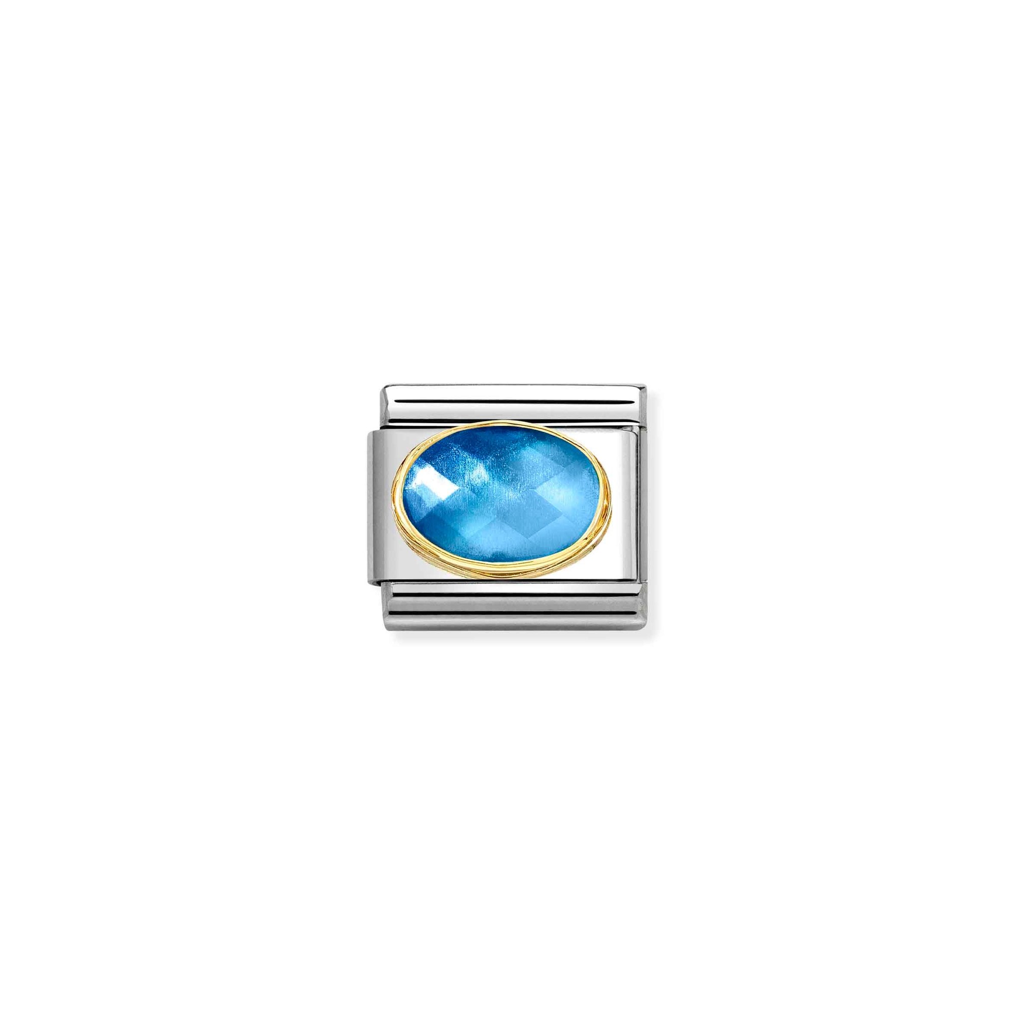 Nomination Composable Classic Charm facettierter Stein Blau-Hellblau - Edelstahl, Gold 750 Gelbgold