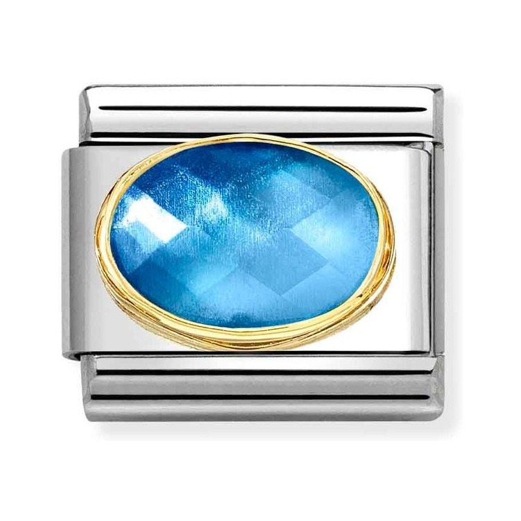 Nomination Composable Classic Charm facettierter Stein Blau-Hellblau - Edelstahl, Gold 750 Gelbgold