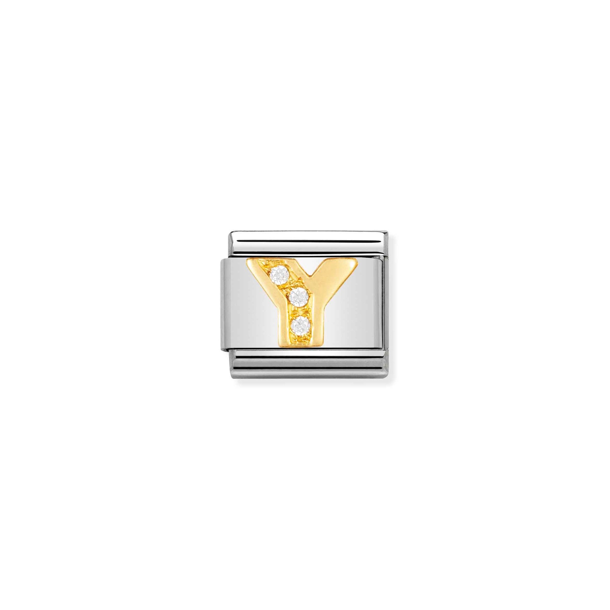 Nomination Composable Classic Charm Buchstabe Y - Edelstahl, Gold 750 Gelbgold, Zirkonia