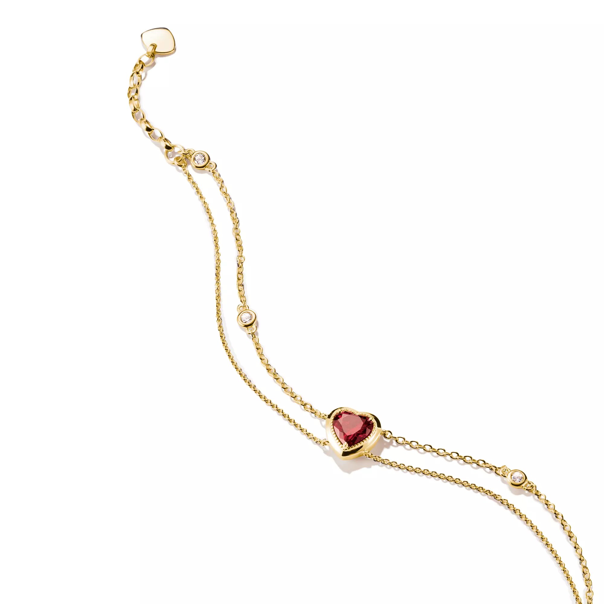 Thomas Sabo ELYNDRA Armband 16 - 19 cm - 750/- Gold auf Silber & Zirkonia - Rot – Ansicht 3