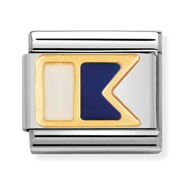 Nomination Composable Classic Charm Flaggenalphabet A - Edelstahl, Gold 750 Gelbgold, Emaille