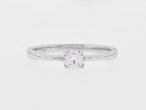 Silber Ring rhodiniert mit klarem Zirkonia im klassischen Design, Größe 58, Breite 4,2 mm, hergestellt von Juwelier Harnisch, bis Größe 58 / 18,4.