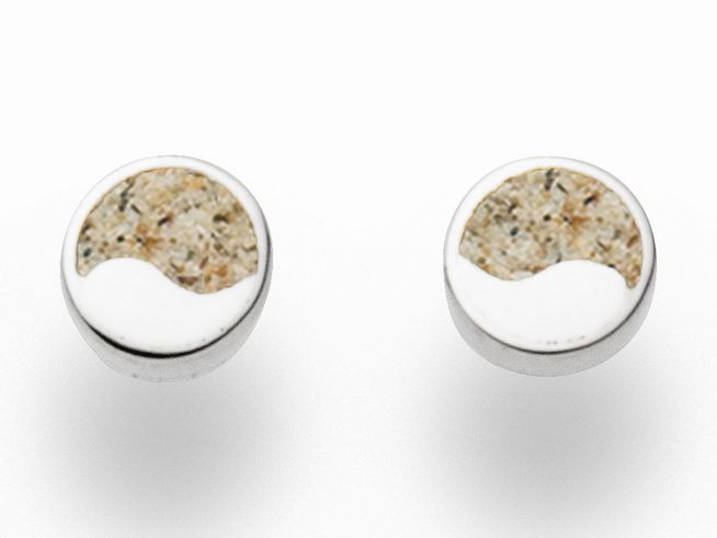 DUR Ohrringe Strandsand O5010 aus Sterling Silber mit elegantem Design, runde Form mit sandfarbenem Einsatz, ideal für einen modernen Look.