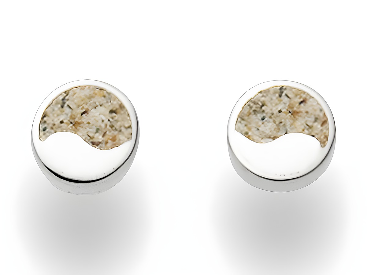 DUR Ohrringe Strandsand O5010 aus Sterling Silber mit elegantem Design, runde Form mit sandfarbenem Einsatz, ideal für einen modernen Look.