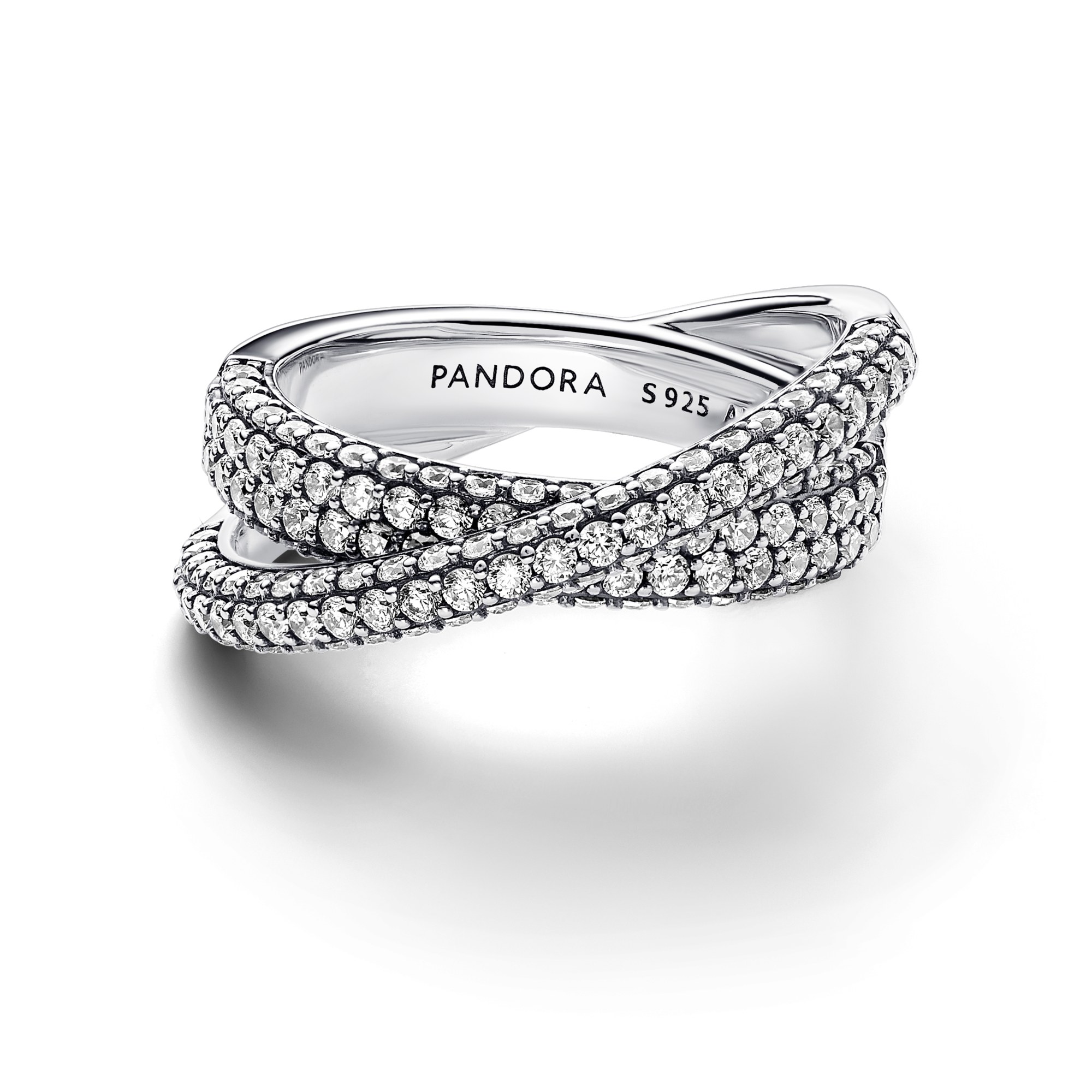 Pandora Timeless Pavé Gekreuzter Doppelband-Ring - Sterling Silber - Zirkonia – Ansicht 2
