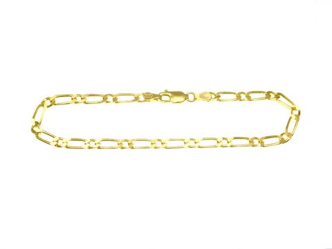 43302-0 Figaro Armband aus Gold 585, 19 cm lang, mit einer Gliedergröße von 3,3 x 1,5 mm, hergestellt von Juwelier Harnisch, elegantes und hochwertiges Schmuckstück.