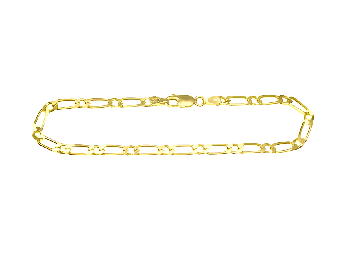 Figaro Armband aus Gold 585, 19 cm lang, mit einer Gliedergröße von 3,3 x 1,5 mm, hergestellt von Juwelier Harnisch, elegantes und hochwertiges Schmuckstück.