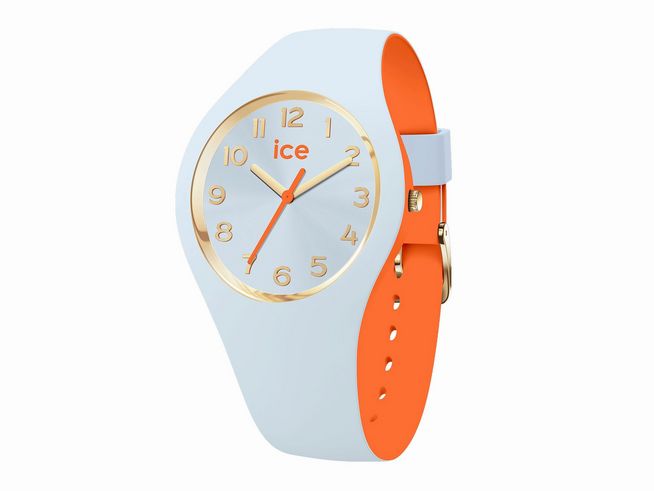 50441476-0 Ice Watch Uhr 023278 - ICE duo chic in Hellblau und Orange mit einem zarten, runden Ziffernblatt und goldenen Zeigern, ideal für modische Akzente. Größe Small, Hersteller Ice Watch. Neuheiten.