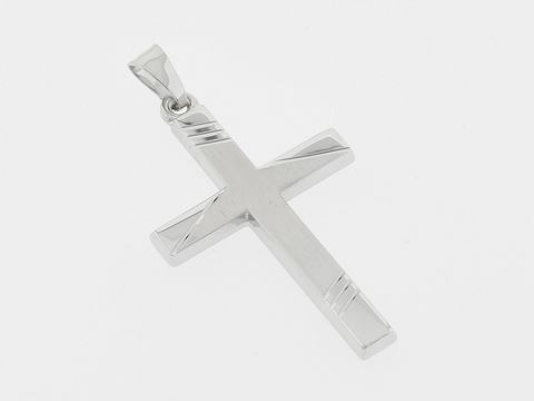 Kreuz Silber Anhänger nobel teilmattiert rhod diamantiert Hersteller Juwelier Harnisch mit Muster. Elegantes Design mit einem modernen Erscheinungsbild, ideal für verschiedene Anlässe.