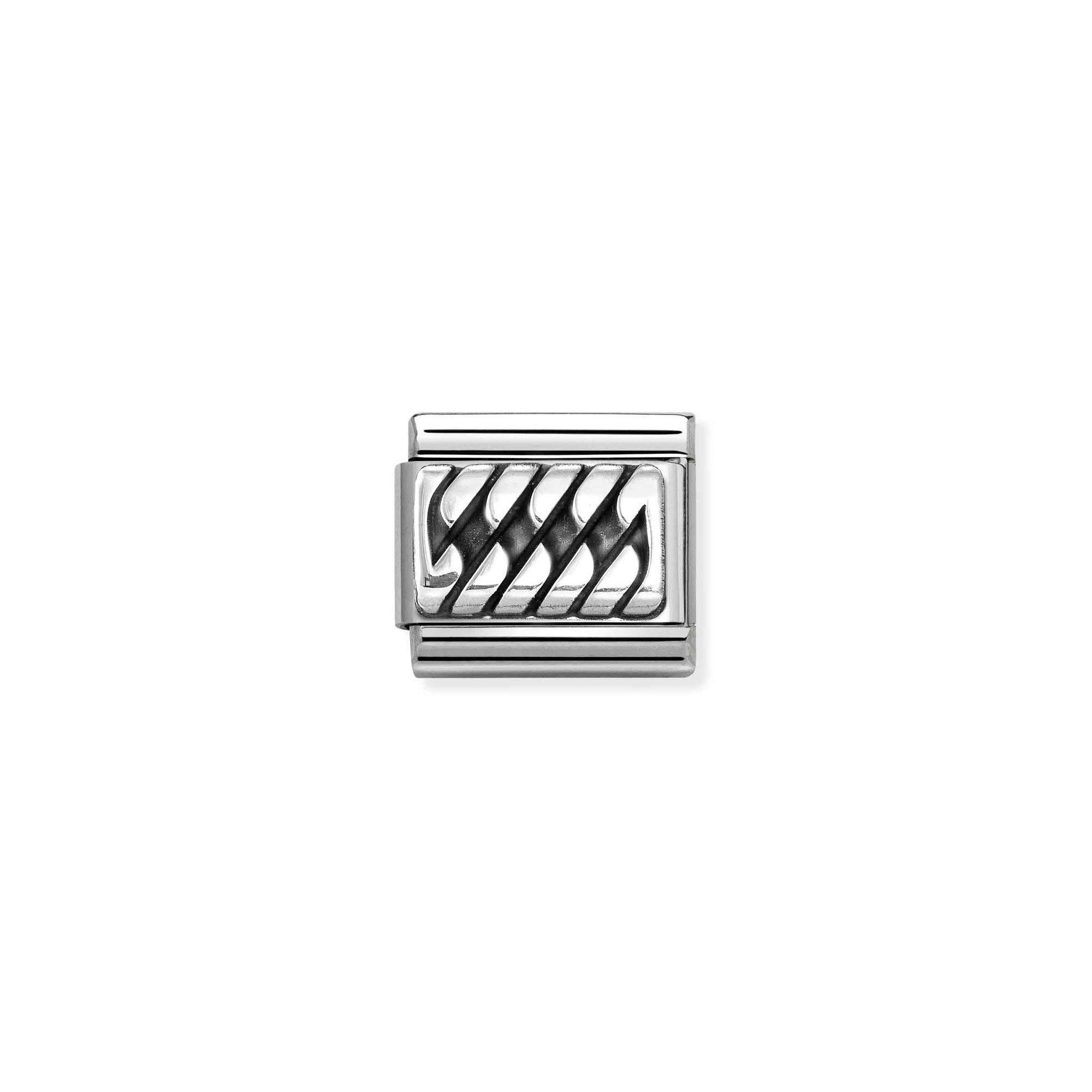 Nomination Composable Classic Charm Zopfmuster - Edelstahl, Sterling Silber, Emaille schwarz