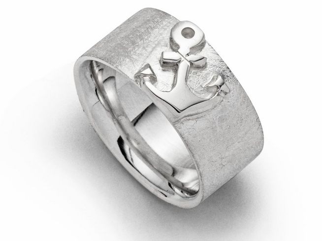 Sterling Silber Ring mit einem fetten Anker als Motiv, schlichte und moderne Gestaltung, Modell von DUR in Größe 54, ideal für maritime Liebhaber.