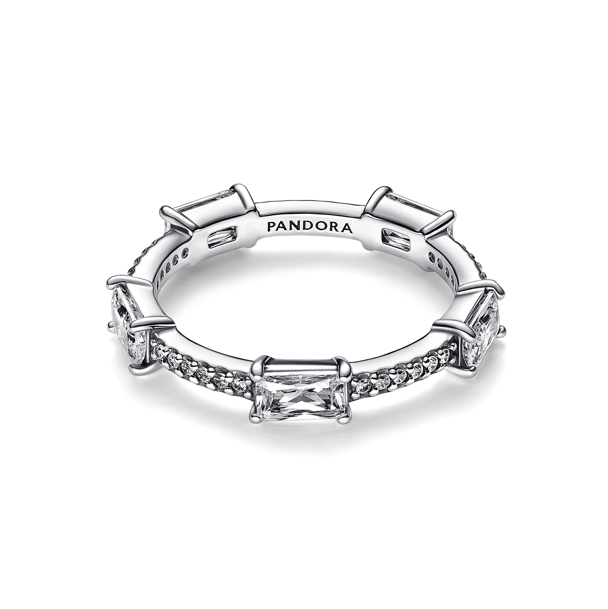 Pandora Rechteckige Steine funkelnder Pavé-Ring - Sterling Silber - Zirkonia - Klar Ansicht 2 – Ansicht 2
